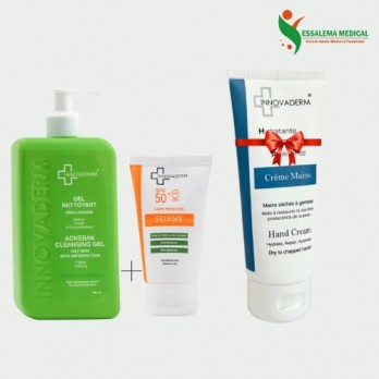 Innovaderm Gel nettoyant peau grasse+ écran Sunny spf50+ avec crème main Offerte